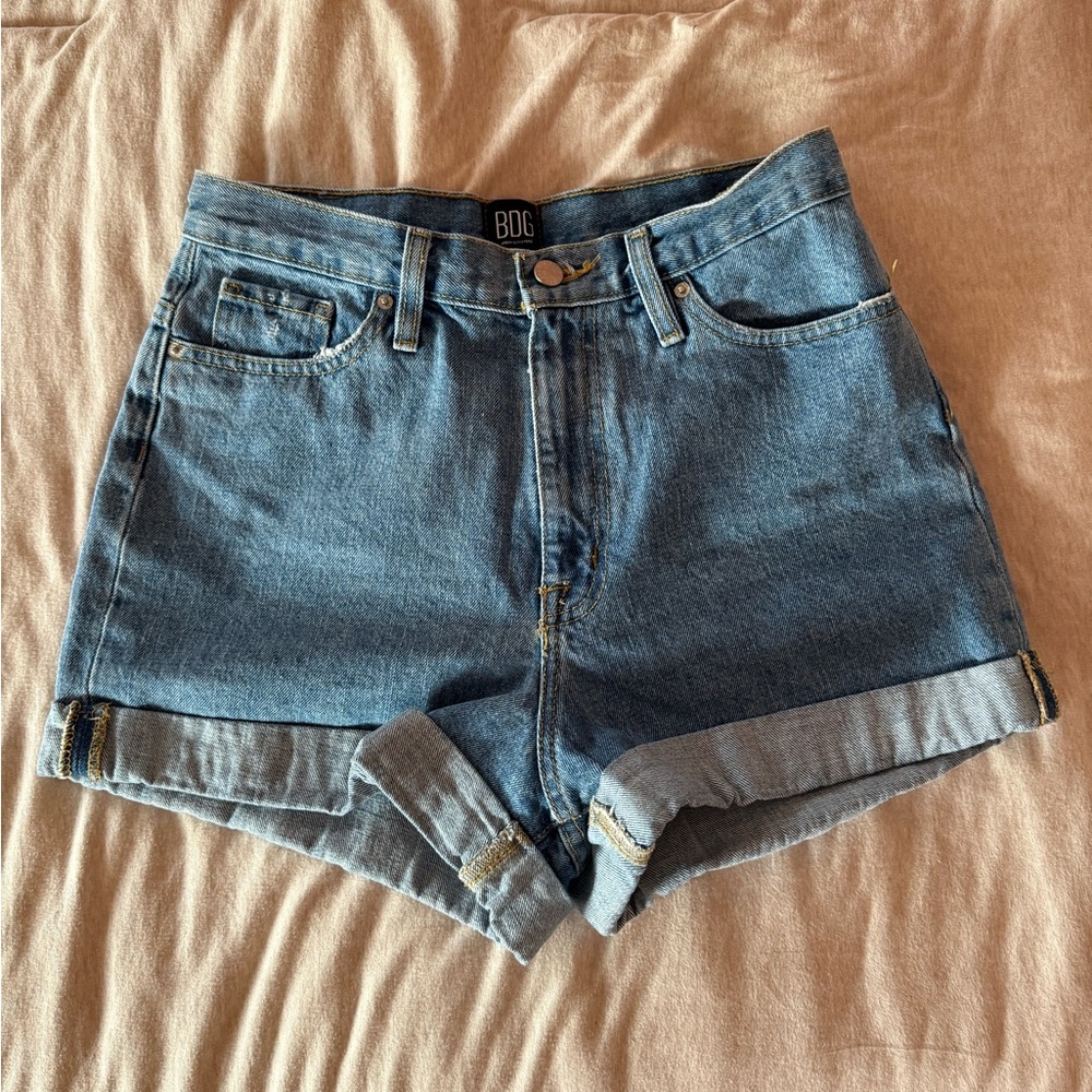 High waisted denim shorts
